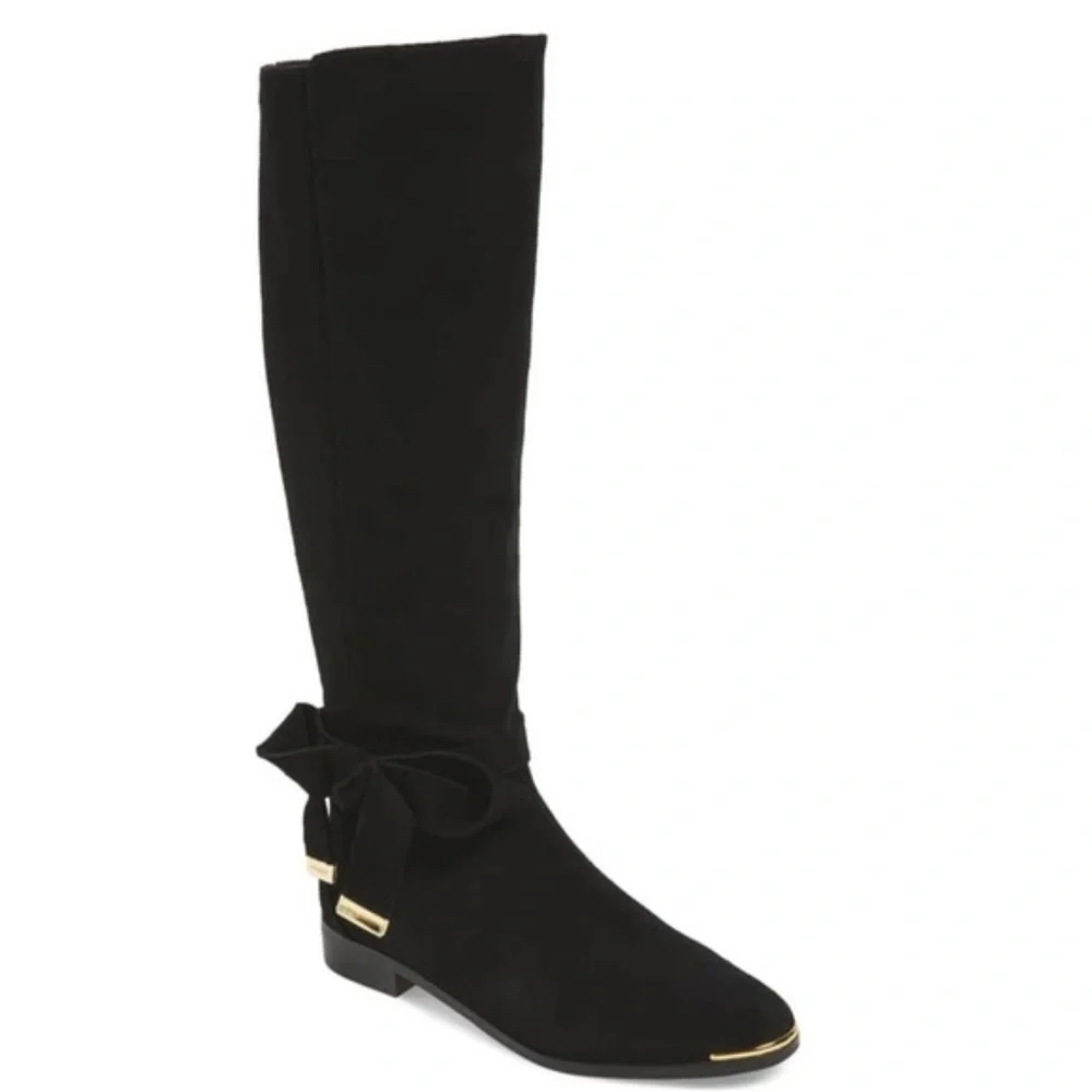 Designer NEW Boots Tall Riding Suede Leather OrthoLite Comfort BLACK 10